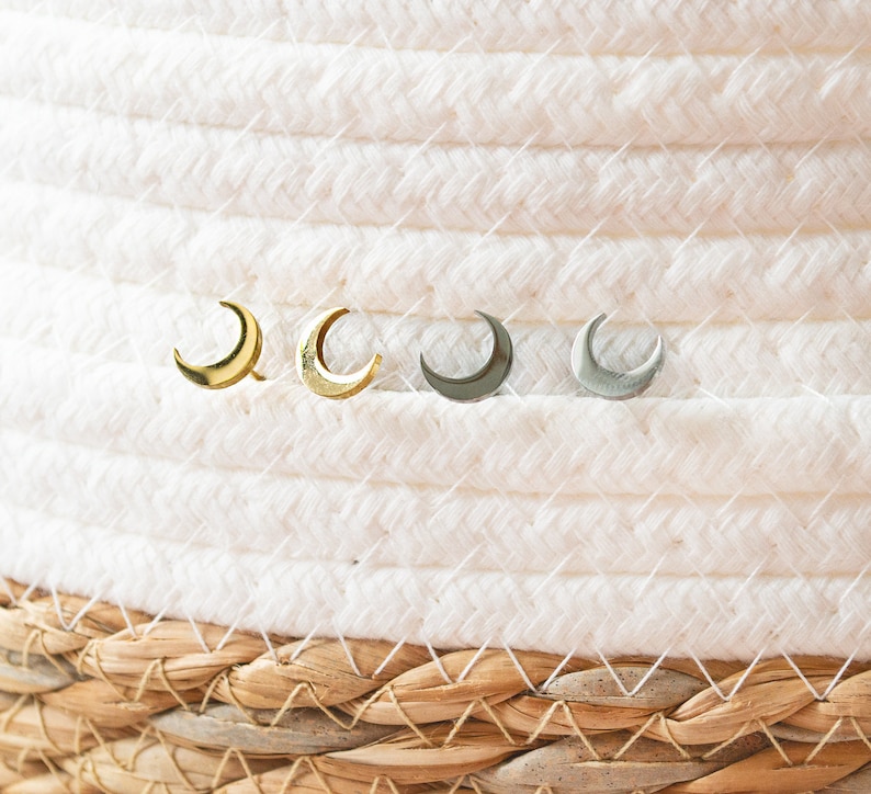 Moon Crescent Stud Earrings Stainless Steel Boho Moon image 2