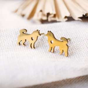 Dog Stud Earrings Shia Inu Pomsky - Stainless Steel - Gift - Dog - Animal