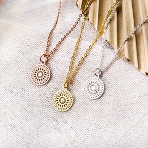 Filigree hoop earrings with mandala pendants light earrings boho discs image 7