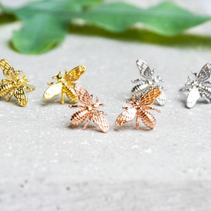 Bee stud earrings 925 - gold-coloured / silver-coloured / rose gold-coloured - Bee - Sterling silver