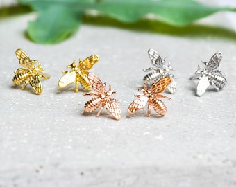 Bee stud earrings 925 - gold-coloured / silver-coloured / rose gold-coloured - Bee - Sterling silver