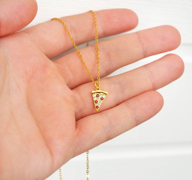 Pizza Necklace Gold-colored Food Collection Fast Food Food 925 Silver image 4