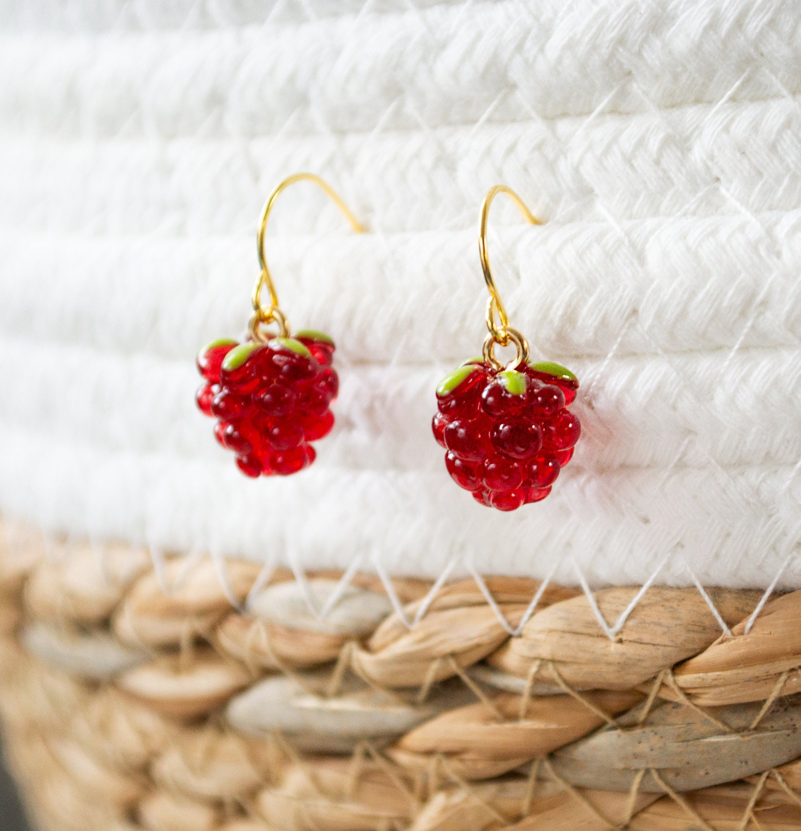 Raspberry earrings - Gold-colored / Silver-colored - Fruits - Fruit - Autumn Berries