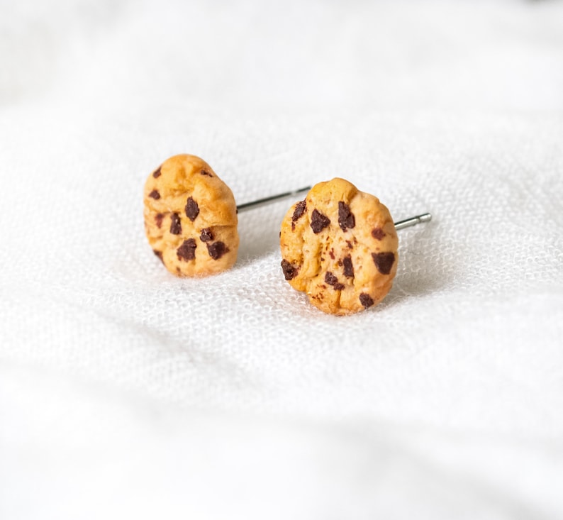 Mini Cookie Stud Earrings Miniature Food Fimo Cookie Polymer Clay image 2