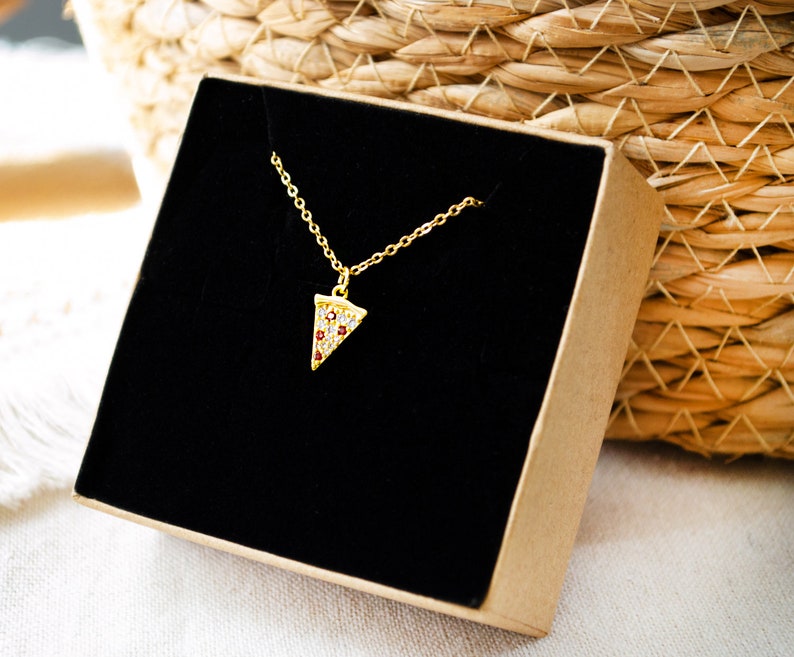 Pizza Necklace Gold-colored Food Collection Fast Food Food 925 Silver image 3