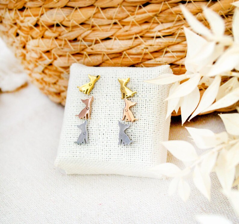 Dog Mini Stud Earrings Chihuahua Stainless Steel Gift Dog Animal Etsy