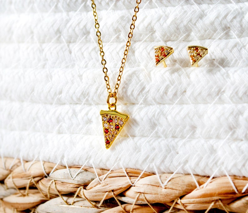 Pizza Necklace Gold-colored Food Collection Fast Food Food 925 Silver image 6