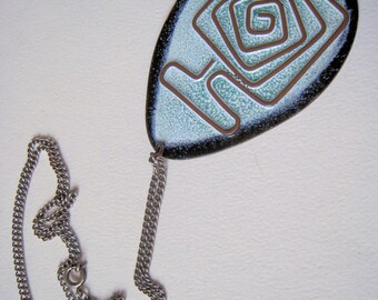 Mod Mid Century Groovy Aqua Emaille Kupfer Anhänger