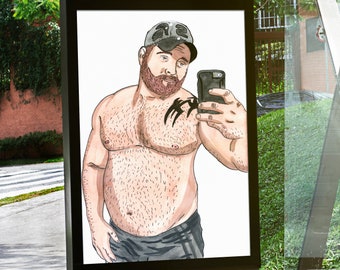 gay illustration-bear Daddy-leather-rude-slave-daddy cool-muscle men-bearded man-jockstrap-gay draw-gay leather-Alpha male-homoart-gay sex