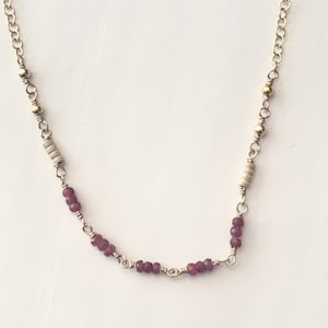 Gold-Filled Necklace with 3mm Rubies and Terracotta Beads