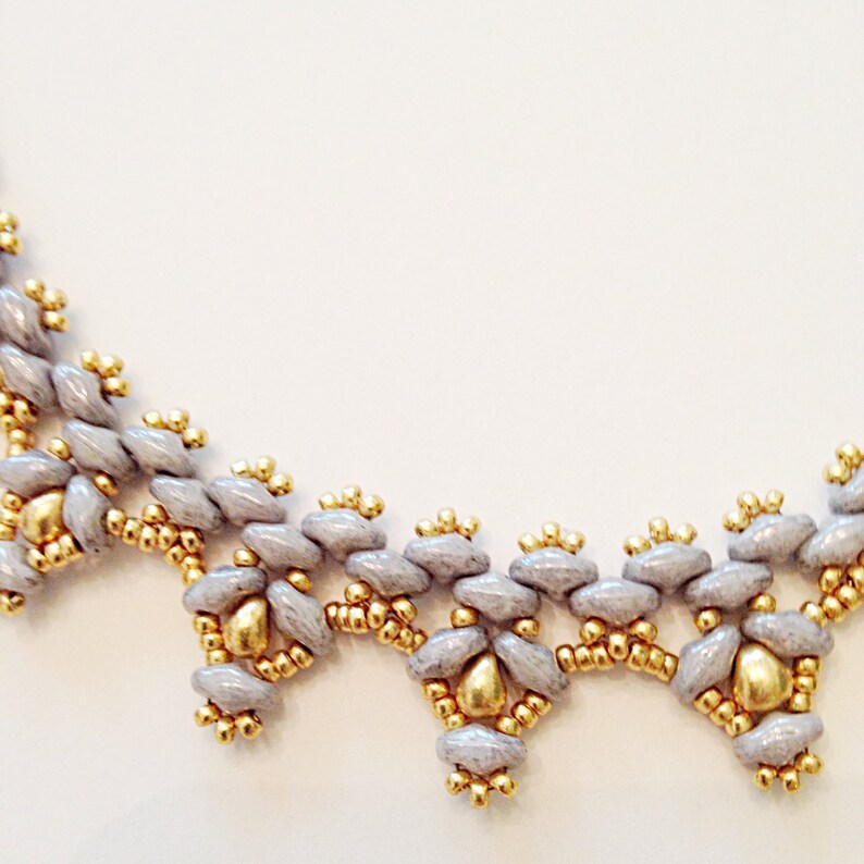 Gold and Gray Superduos Necklace Etsy