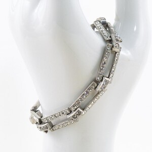 Antique Art Deco Crystal Link Bracelet | 1930s Pot Metal Rectangular Design