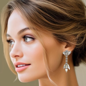 Vintage Rhinestone Earrings - Marquise Drop Design - Up cycled Pierced Jewelry
