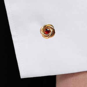 Vintage Swank Love Knot Cufflinks with Ruby Glass Accents | Romantic Groom Wedding Gift
