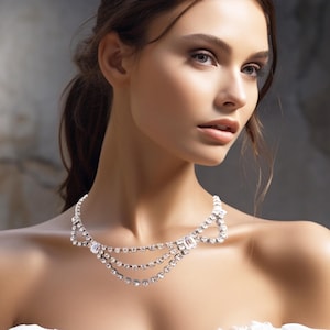 Sparkling Vintage Rhinestone Festoon Necklace - Restored Adjustable Statement Jewelry