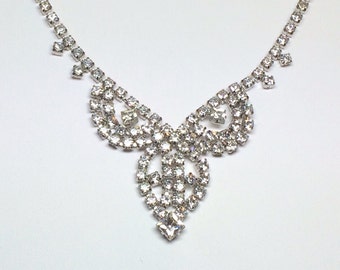 Vintage Princess Rhinestone Necklace / Statement Wedding Necklace / Statement Necklace / Princess Style Necklace