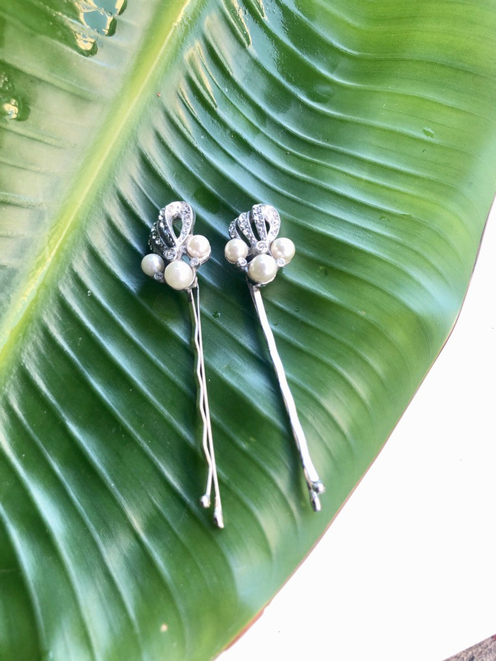 Vintage Crystal and Pearl Hair Pin Set Vintage Pearl Hair Etsy