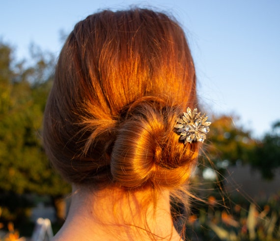 Vintage Rhinestone Flower Hair Comb: Art Deco Bridal Clip - Etsy display picture 1