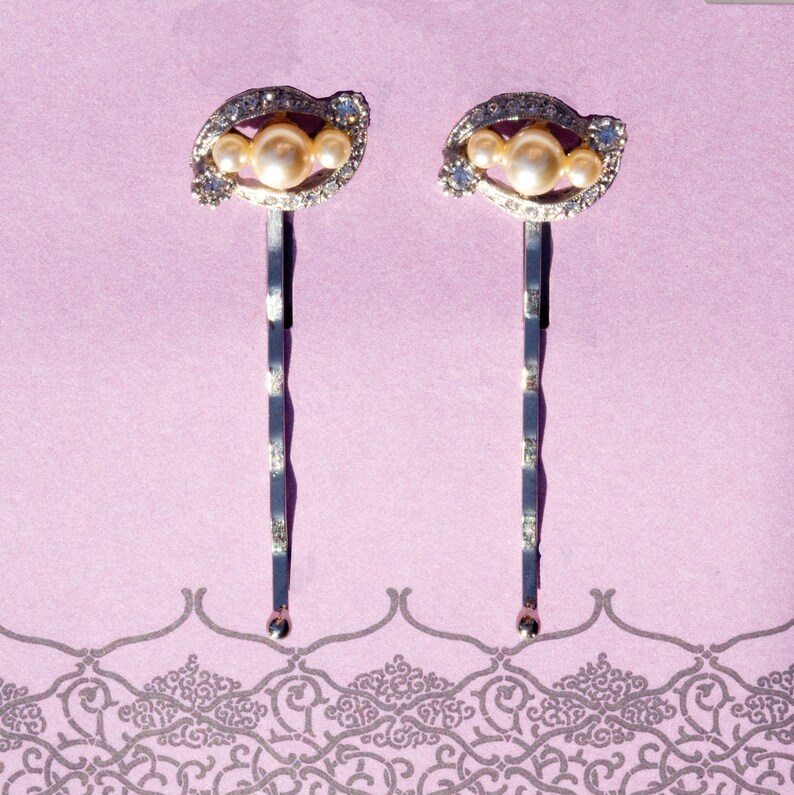 Vintage Crystal and Pearl Hair Pin Set Vintage Pearl Hair Etsy