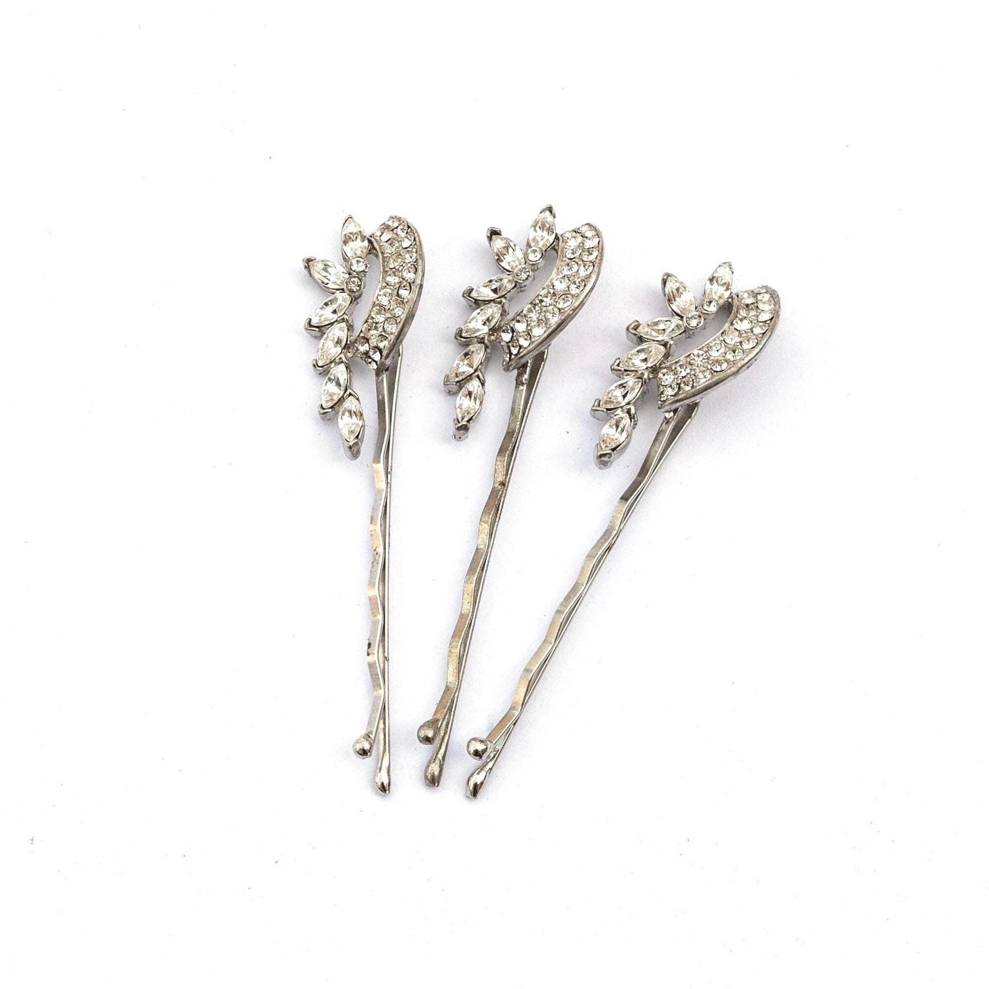 Chic Vintage Hair Pin Trio | Crystal Deco Hair Accessories  display picture 2