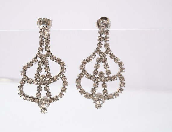 Vintage Rhinestone Chandelier Earrings, Pierced V… - image 2