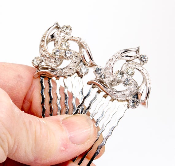 Retro Spiral Crystal Hair Combs - Sparkling Vinta… - image 3