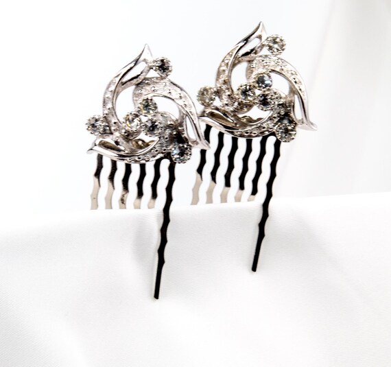 Retro Spiral Crystal Hair Combs - Sparkling Vinta… - image 6