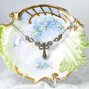 Collar con lazo de marcasita – Collar de estilo Art Déco vintage imagen 8