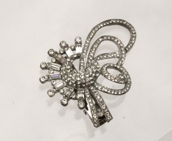 Vintage Art Deco Hair Clip, Restored Rhinestone A… - image 4