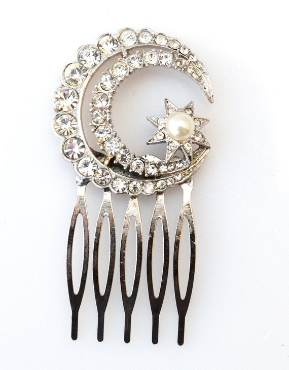 Adorable Vintage Moon and Star Hair Comb, Vintage 