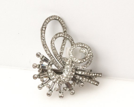 Vintage Art Deco Hair Clip, Restored Rhinestone A… - image 5