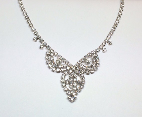 Vintage Princess Rhinestone Necklace / Statement … - image 1