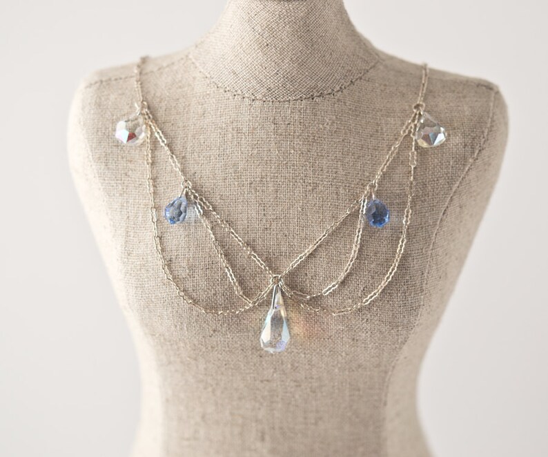 Vintage Crystal Wedding Necklace Festoon Necklace Sterling Etsy