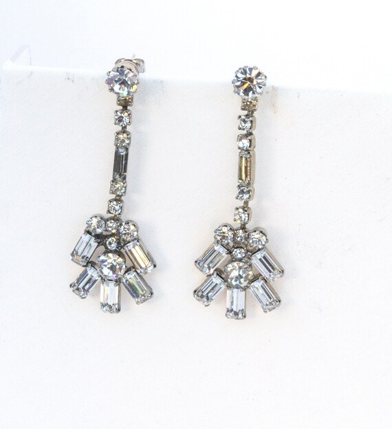 Sparkling Rhinestone Octagon Statement Earrings -… - image 2