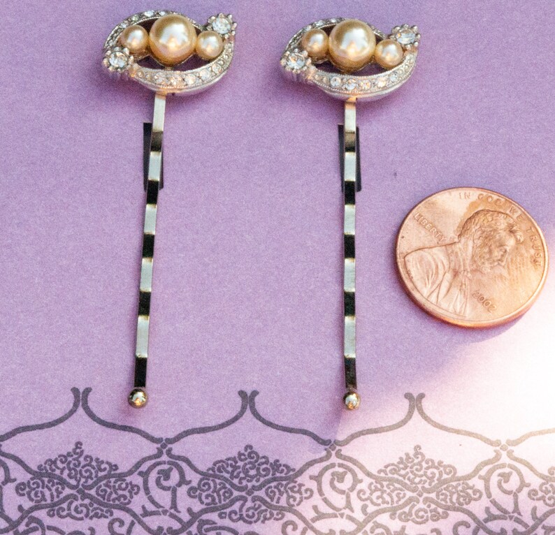 Vintage Crystal and Pearl Hair Pin Set Vintage Pearl Hair Etsy