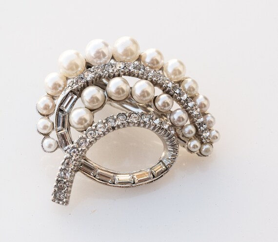 Vintage Pearl Fancy Hair Clip, Deco Bridal Hair C… - image 1