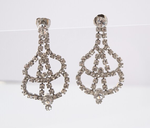 Vintage Rhinestone Chandelier Earrings, Pierced V… - image 5