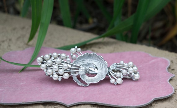 Large Vintage Pearl hair clip, Perfect for weddin… - image 5