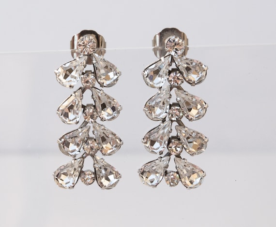 Vintage Pear Drop Rhinestone Pierced Earrings, Vi… - image 6