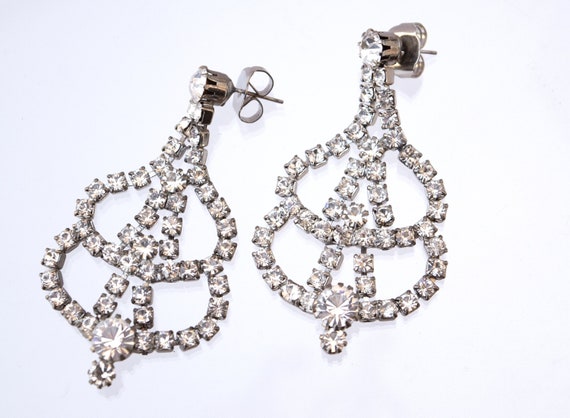 Vintage Rhinestone Chandelier Earrings, Pierced V… - image 1