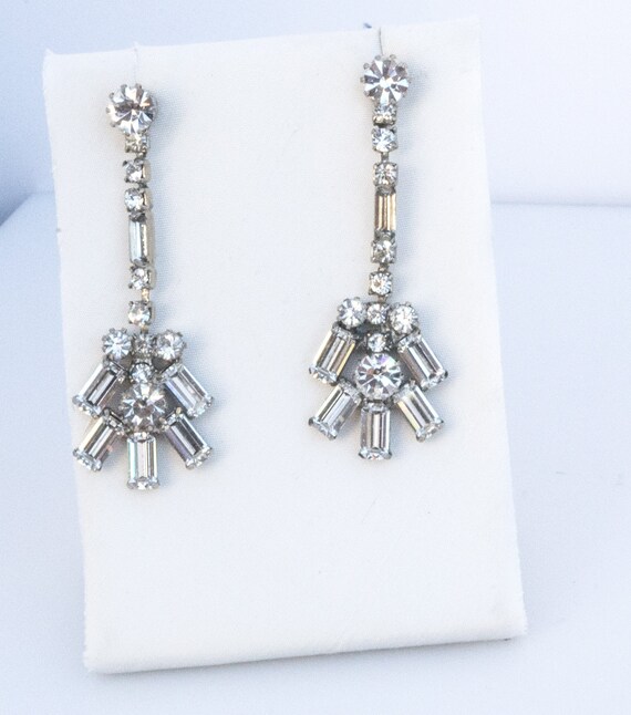 Sparkling Rhinestone Octagon Statement Earrings -… - image 3