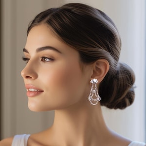 Elegant Glamour: Long Rhinestone Chandelier Earrings for Weddings