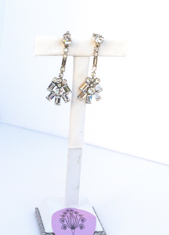 Sparkling Rhinestone Octagon Statement Earrings -… - image 4