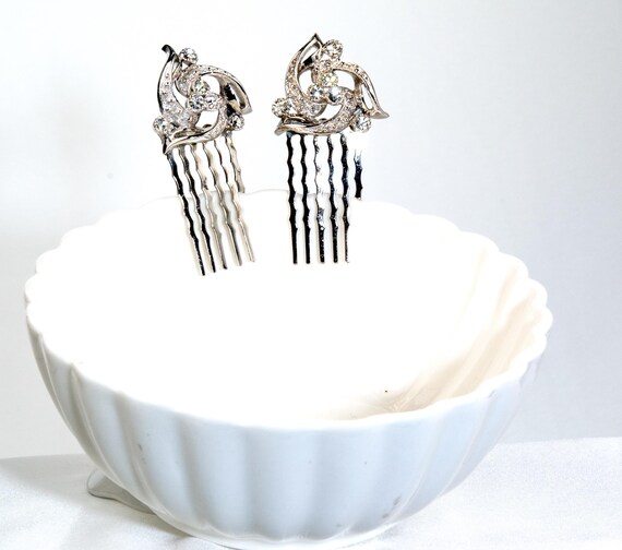 Retro Spiral Crystal Hair Combs - Sparkling Vinta… - image 8