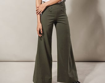 Marlene trousers wide trousers khaki grey green