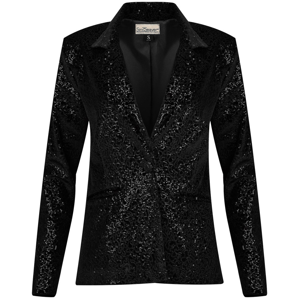 Festive Blazer Velvet Jacket With Sequins Glitter Waisted in Etsy