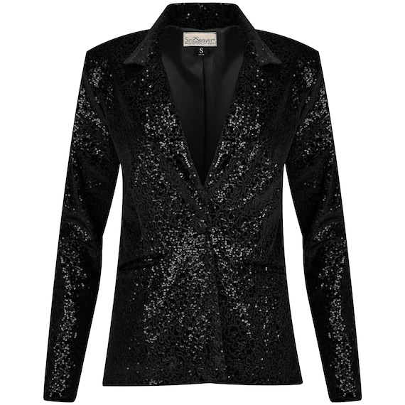 Black sequin blazer for women deals