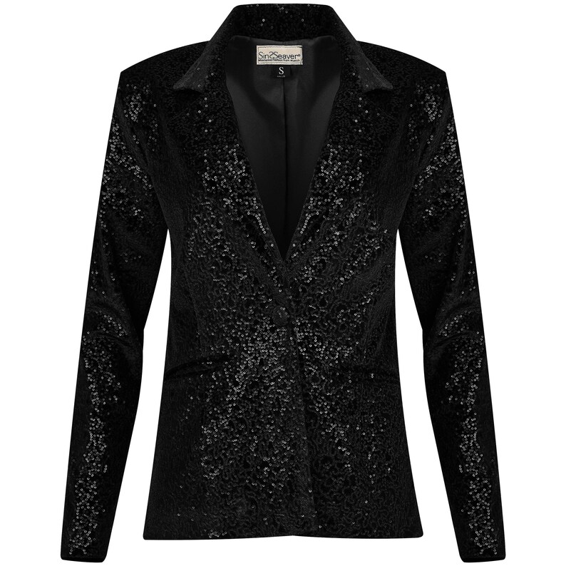 Festive Blazer Velvet Jacket With Sequins Glitter Waisted in Etsy