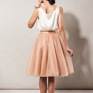 Tulle Skirt Knee Length Beige Wedding Bridesmaid Skirt Lining Satin Bridal Skirt image 3