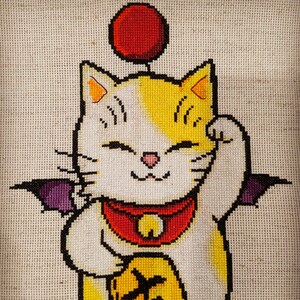 Final Fantasy Moogle Maneki Neko - Cross Stitch Pattern